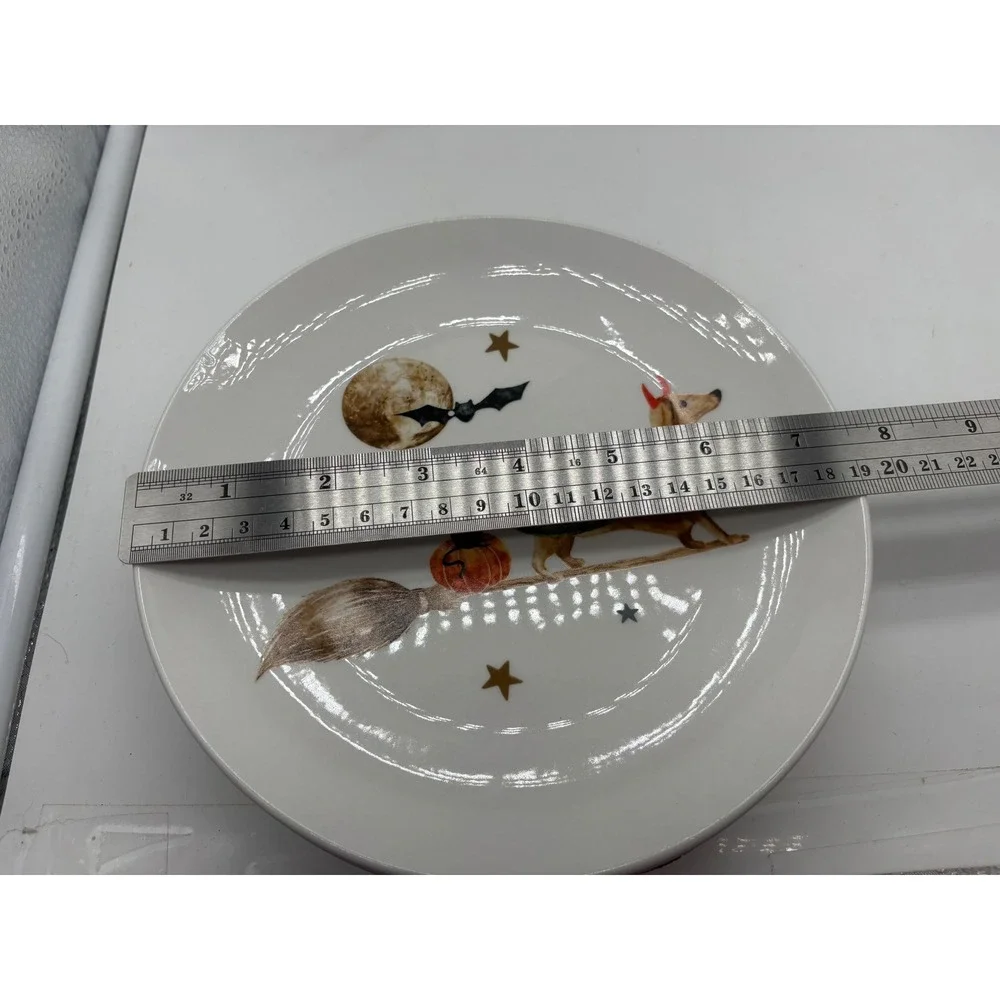 Harvest Green Studio Halloween Dog Cat Salad Dessert Plates (4)